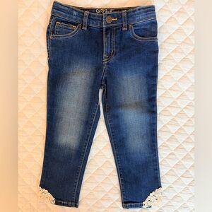 Cat & Jack Dark Blue Cropped Jeans with Lace Detail